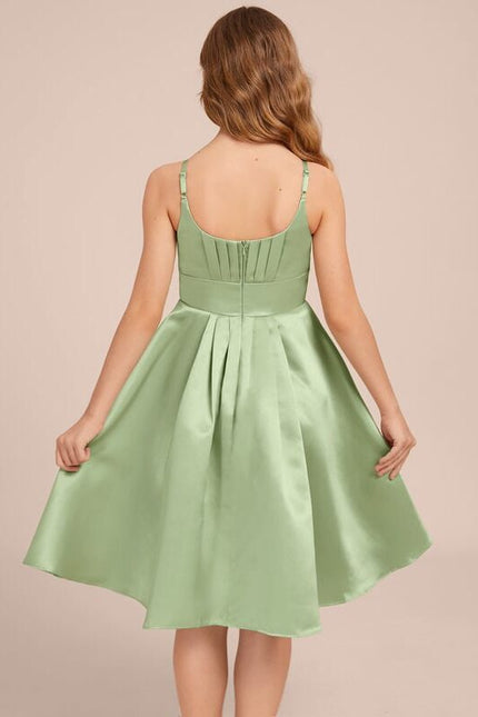 robe demoiselle d'honneur vert sauge courte - gallery 1