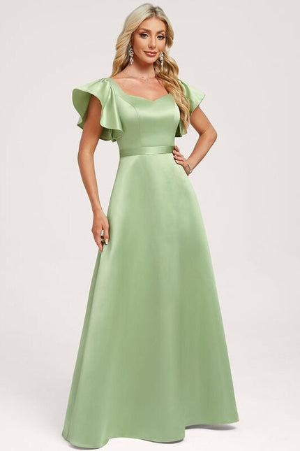 robe demoiselle d'honneur vert sauge satin
