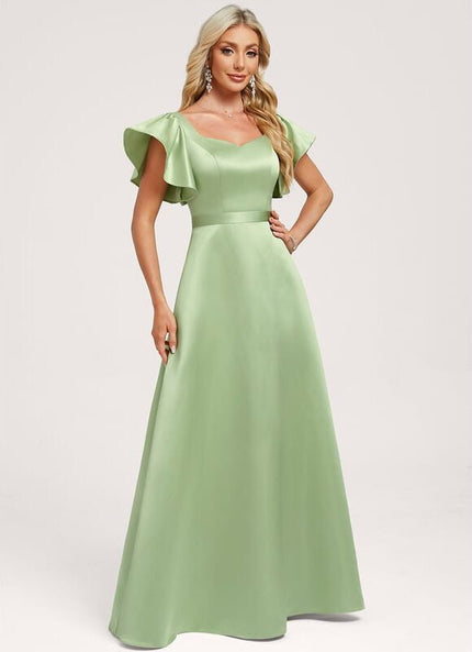 robe demoiselle d'honneur vert sauge satin