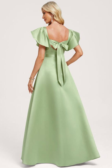 robe demoiselle d'honneur vert sauge satin - gallery 4