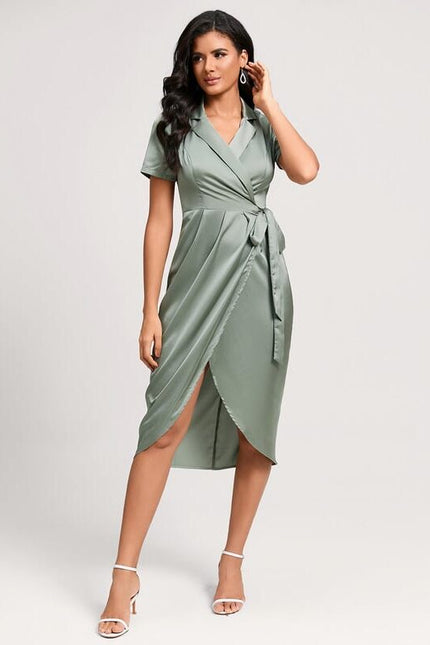 robe fourreau vert sauge - gallery 3