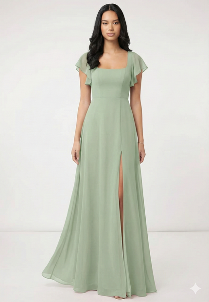 Robe Mousseline Vert Sauge