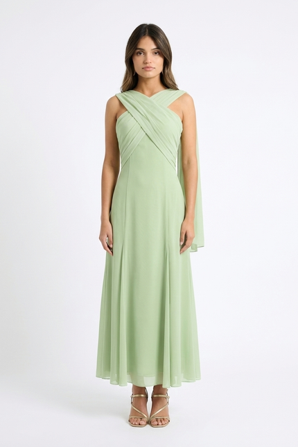 Robe Licou Vert Sauge Élégante