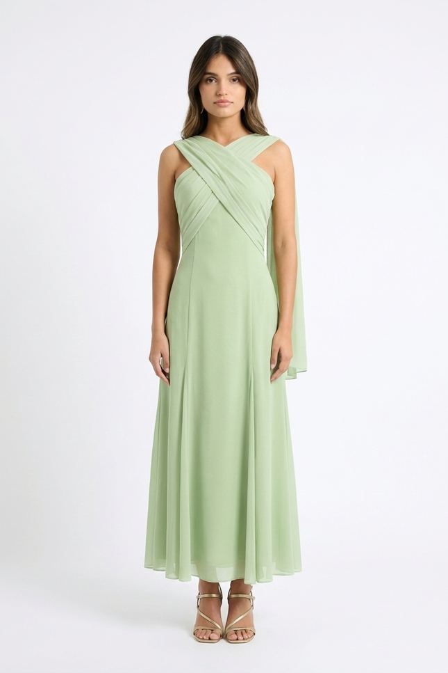 Robe Licou Vert Sauge Élégante