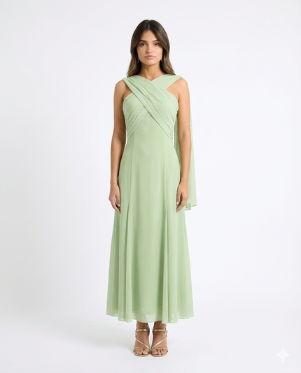 Robe Licou Vert Sauge Élégante