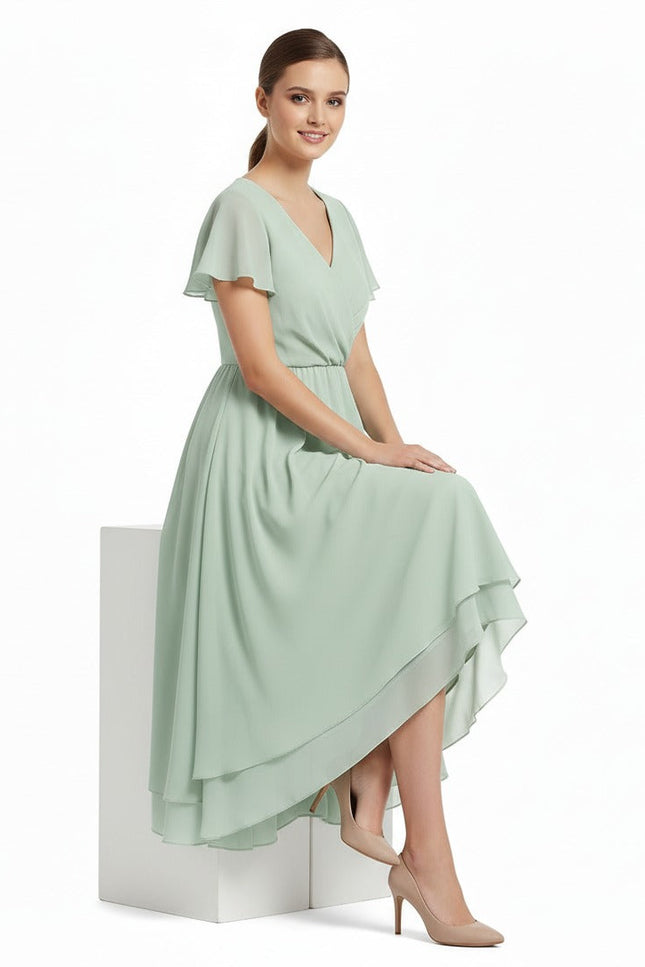 Robe Asymetrique Vert Sauge