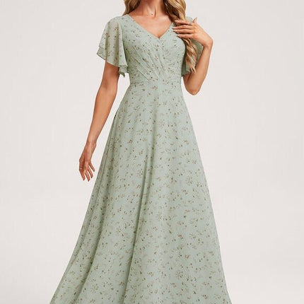 robe demoiselle d'honneur florale vert d'eau