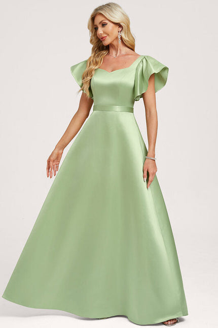 robe demoiselle d'honneur vert sauge satin - gallery 2